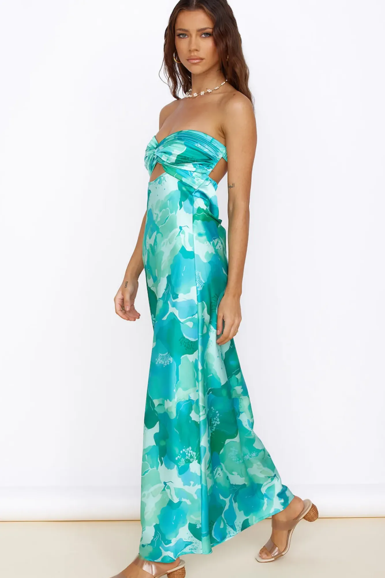 Cocktail Dresses|Floral Dresses>Hello Molly Time Stops Maxi Dress Green