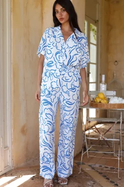 Pants>Hello Molly Tranquility Linen Pants Blue