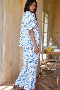 Shirts|Cropped>Hello Molly Tranquility Linen Shirt Blue
