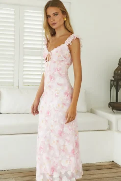 Maxi Dresses|Summer Dresses>Hello Molly Tranquil Petal Floral Midi Dress Pink