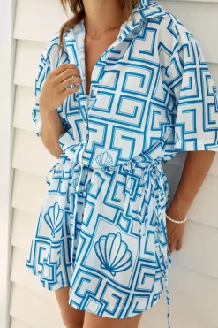 Vacation Dresses|Spring Break Dresses>Hello Molly Treasured Dreamer Mini Dress Blue