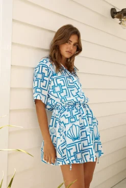 Vacation Dresses|Spring Break Dresses>Hello Molly Treasured Dreamer Mini Dress Blue