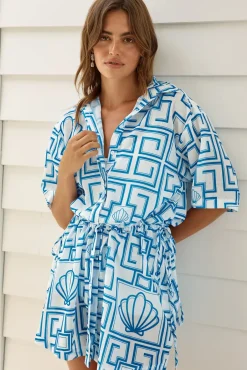 Vacation Dresses|Spring Break Dresses>Hello Molly Treasured Dreamer Mini Dress Blue