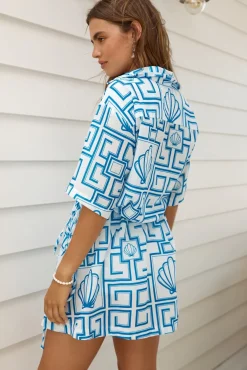 Vacation Dresses|Spring Break Dresses>Hello Molly Treasured Dreamer Mini Dress Blue