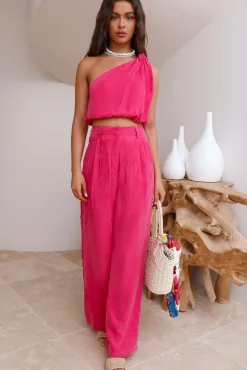 Cropped>Hello Molly Tropical Dreamscape Crop Top Pink