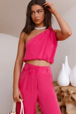 Cropped>Hello Molly Tropical Dreamscape Crop Top Pink