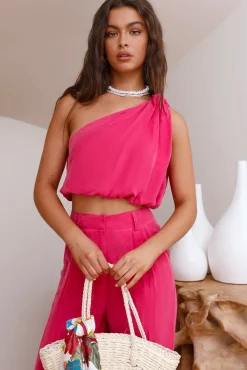 Cropped>Hello Molly Tropical Dreamscape Crop Top Pink