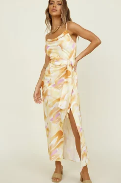 Wedding Guest Dresses|Cocktail Dresses>Hello Molly Tropical Palms Maxi Dress Yellow