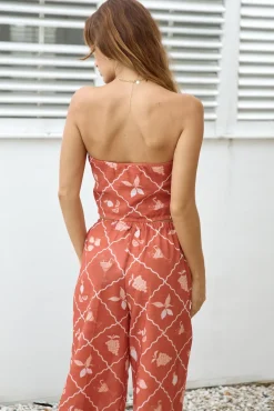 Cropped>Hello Molly Tropical Punch Strapless Crop Top Orange