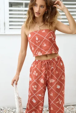 Cropped>Hello Molly Tropical Punch Strapless Crop Top Orange