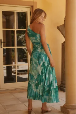 Wedding Guest Dresses|Formal Dresses>Hello Molly Tropic Haze One-Shoulder Maxi Dress Green