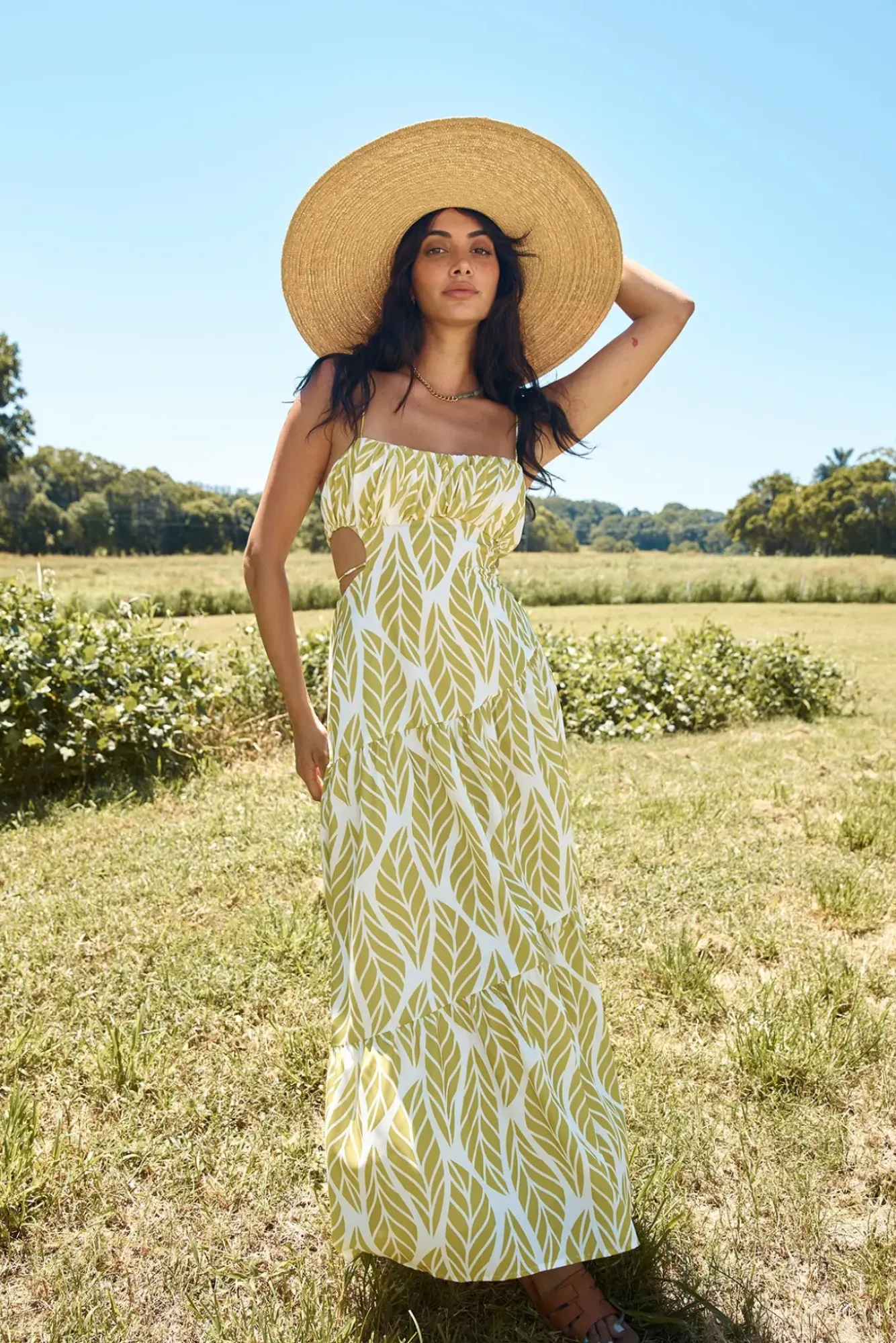 Spring Break Dresses|Brunch Dresses>Hello Molly Tropic Trails Maxi Dress Green