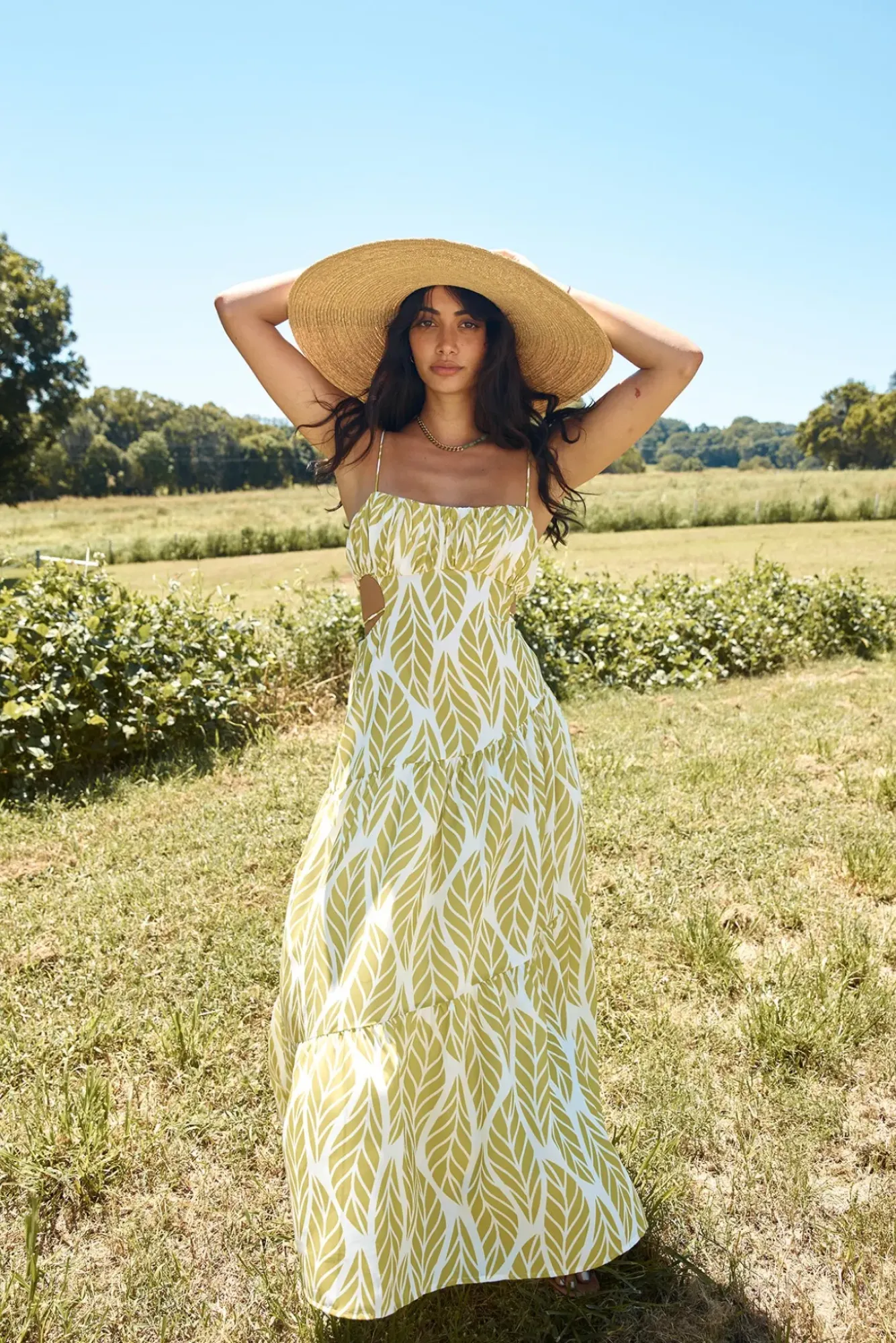 Spring Break Dresses|Brunch Dresses>Hello Molly Tropic Trails Maxi Dress Green