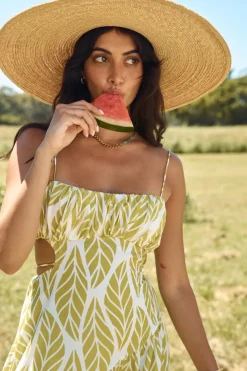 Spring Break Dresses|Brunch Dresses>Hello Molly Tropic Trails Maxi Dress Green