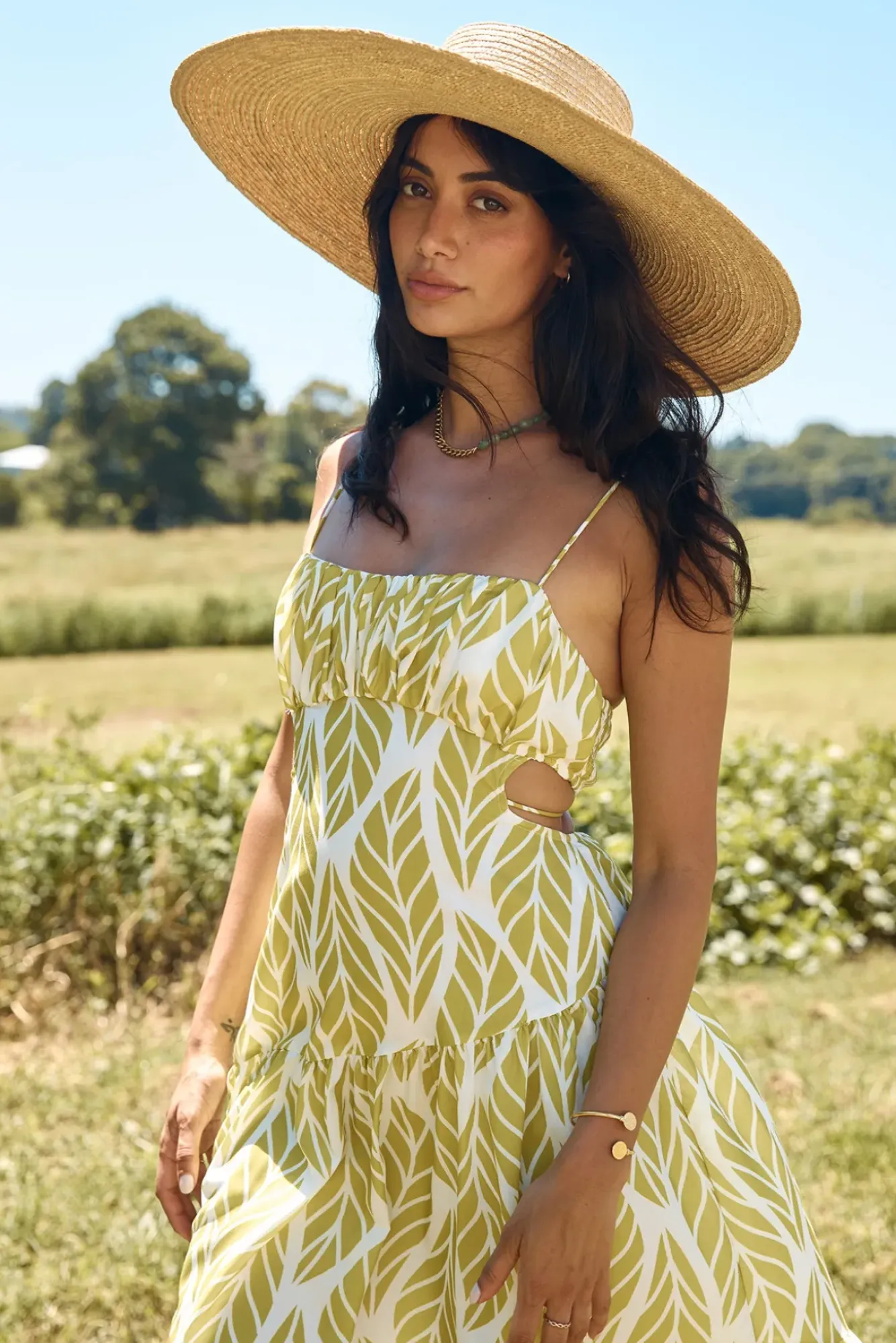 Spring Break Dresses|Brunch Dresses>Hello Molly Tropic Trails Maxi Dress Green