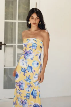 Wedding Guest Dresses|Cocktail Dresses>Hello Molly True Royalty Strapless Maxi Dress Yellow