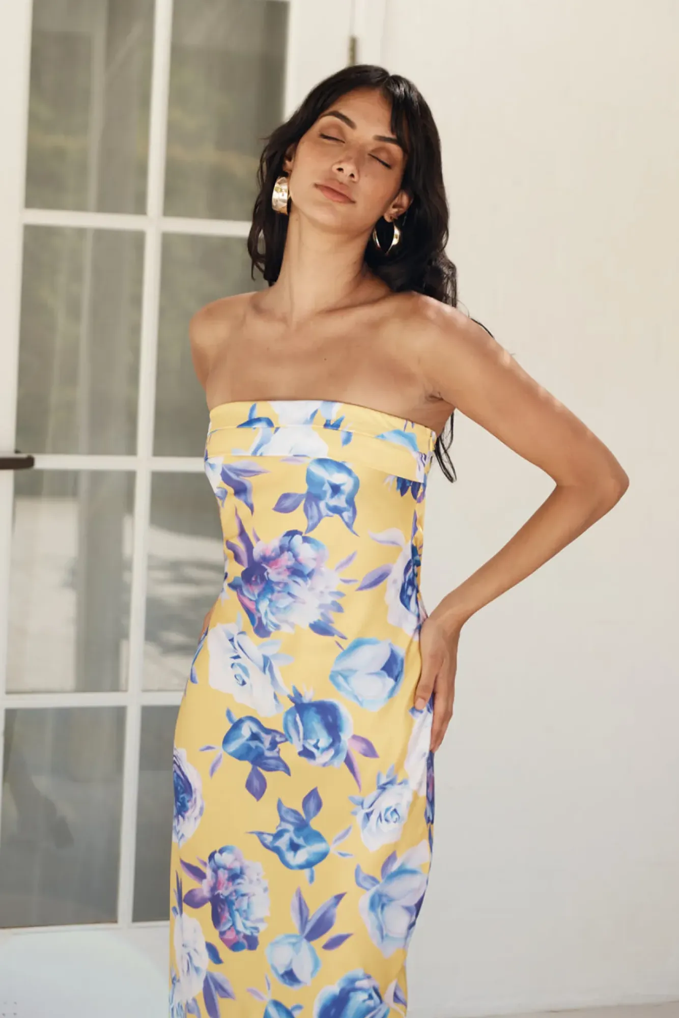 Wedding Guest Dresses|Cocktail Dresses>Hello Molly True Royalty Strapless Maxi Dress Yellow