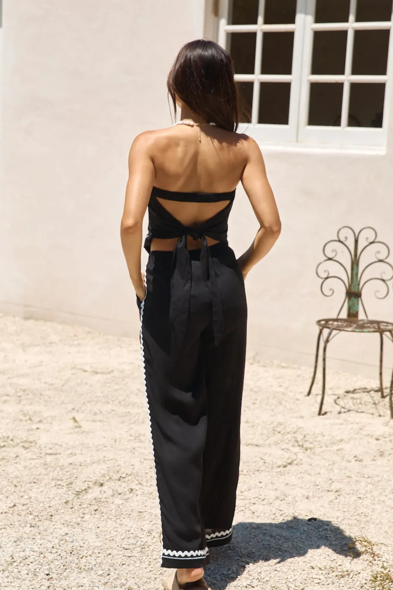 Pants|Two-Piece Pants Set>Hello Molly Twin Flame Linen Pant Black