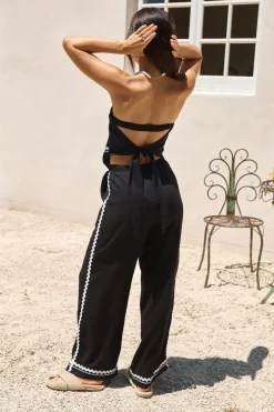 Pants|Two-Piece Pants Set>Hello Molly Twin Flame Linen Pant Black