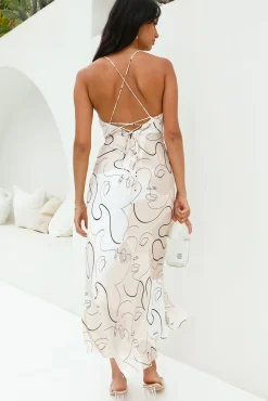 Vacation Dresses|Brunch Dresses>Hello Molly Under Control Maxi Dress Beige