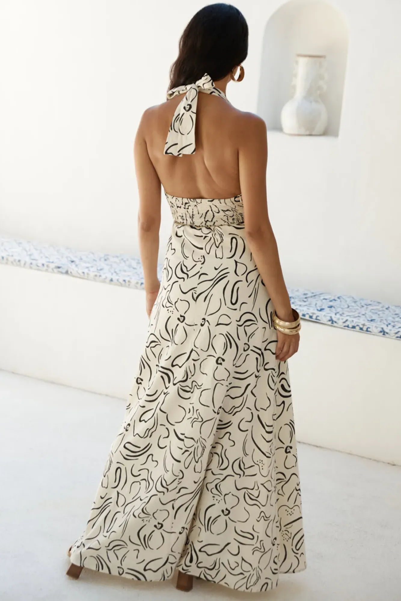 Spring Break Dresses|Brunch Dresses>Hello Molly Under Shade Halter Maxi Dress Beige