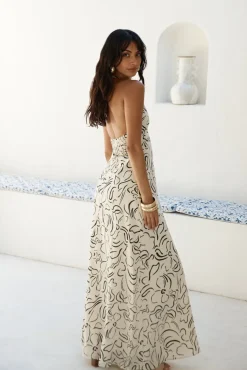 Spring Break Dresses|Brunch Dresses>Hello Molly Under Shade Halter Maxi Dress Beige