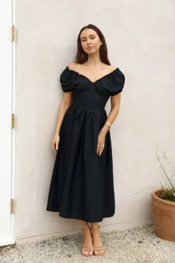 Cocktail Dresses|Date Night Dresses>Hello Molly Upon A Dream Midi Dress Black