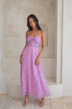 Wedding Guest Dresses|Cocktail Dresses>Hello Molly Upon The Moon Strapless Maxi Dress Purple