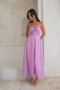 Wedding Guest Dresses|Cocktail Dresses>Hello Molly Upon The Moon Strapless Maxi Dress Purple