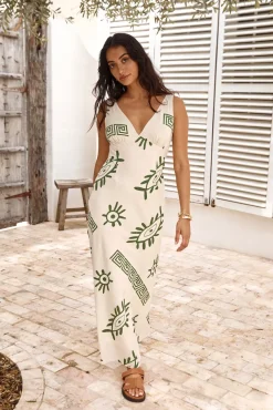 Vacation Dresses|Spring Break Dresses>Hello Molly Vacation Calling Maxi Dress Green
