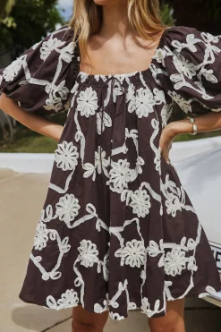 Floral Dresses|Flowy Dresses>SOFIE THE LABEL Valencia Mini Dress Brown