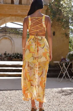 Cocktail Dresses|Maxi Dresses>Hello Molly Van Life Maxi Dress Yellow