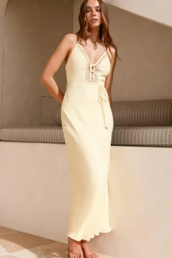 Wedding Guest Dresses|Cocktail Dresses>Hello Molly Venecia Halter Maxi Dress Yellow