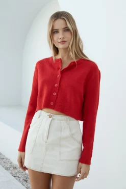 Cropped>Hello Molly Vesper Long Sleeve Knit Red