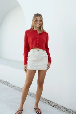 Cropped>Hello Molly Vesper Long Sleeve Knit Red