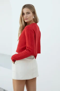 Cropped>Hello Molly Vesper Long Sleeve Knit Red