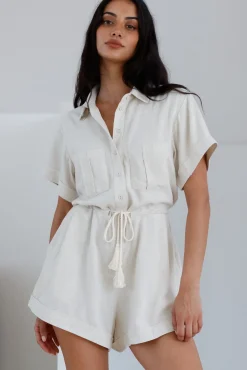 Rompers>Hello Molly Viamo Romper Beige
