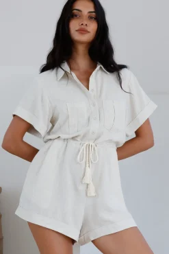 Rompers>Hello Molly Viamo Romper Beige