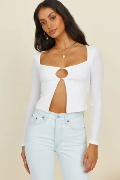 Long Sleeve|Cropped>Hello Molly Vice Versa Crop Top White