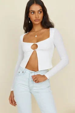 Long Sleeve|Cropped>Hello Molly Vice Versa Crop Top White
