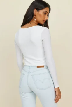 Long Sleeve|Cropped>Hello Molly Vice Versa Crop Top White