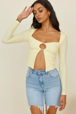 Long Sleeve|Cropped>Hello Molly Vice Versa Crop Top Yellow
