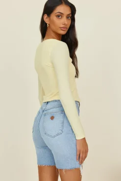 Long Sleeve|Cropped>Hello Molly Vice Versa Crop Top Yellow