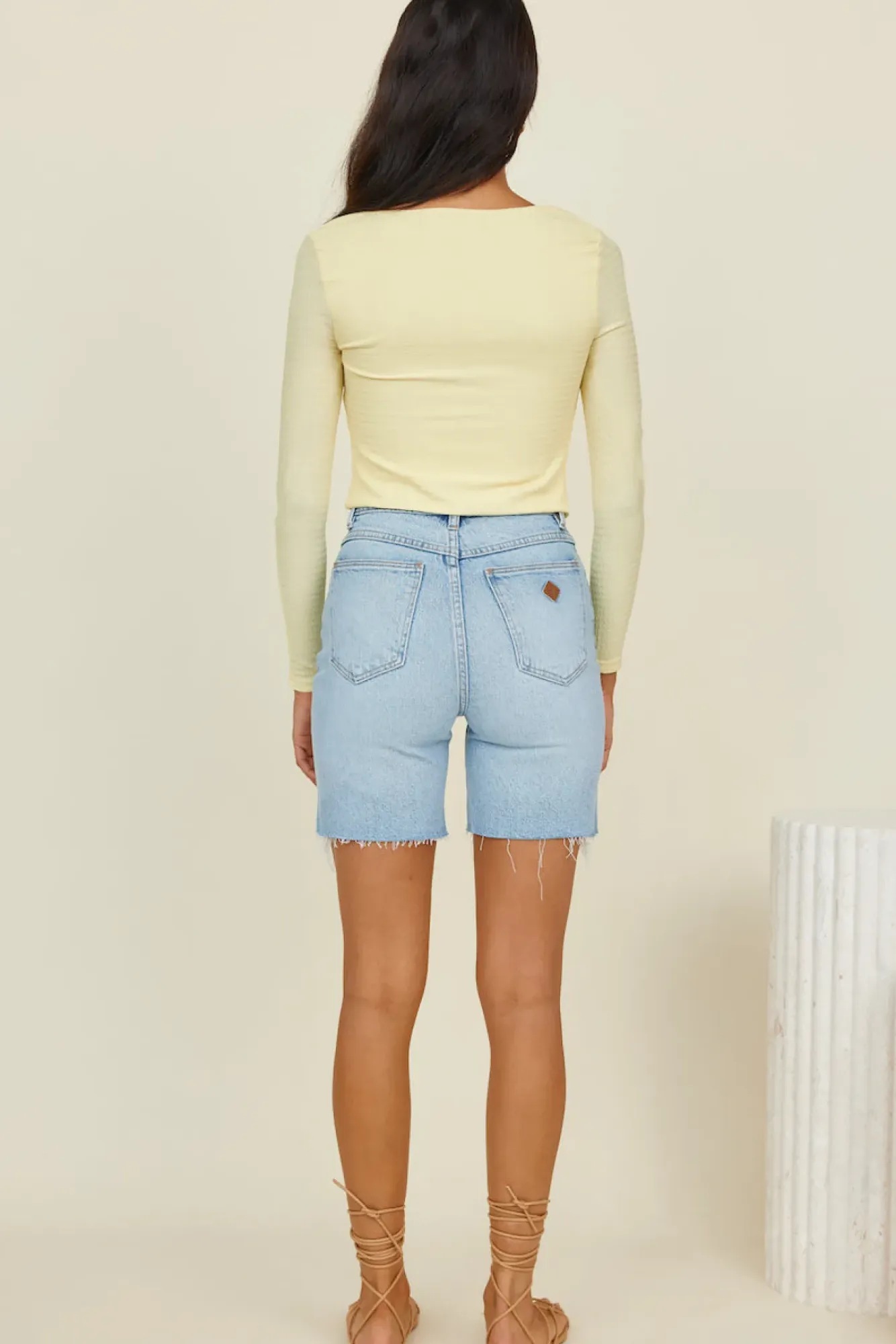 Long Sleeve|Cropped>Hello Molly Vice Versa Crop Top Yellow