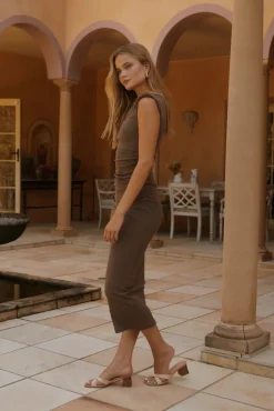 Wedding Guest Dresses|Cocktail Dresses>Hello Molly Vienna Kisses Midi Dress Brown