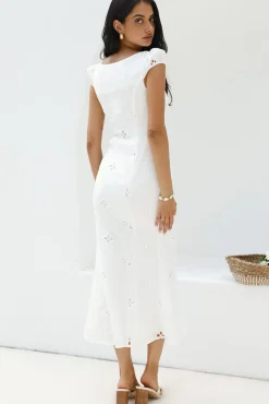 Vacation Dresses|Date Night Dresses>Hello Molly Vintage Song Midi Dress White