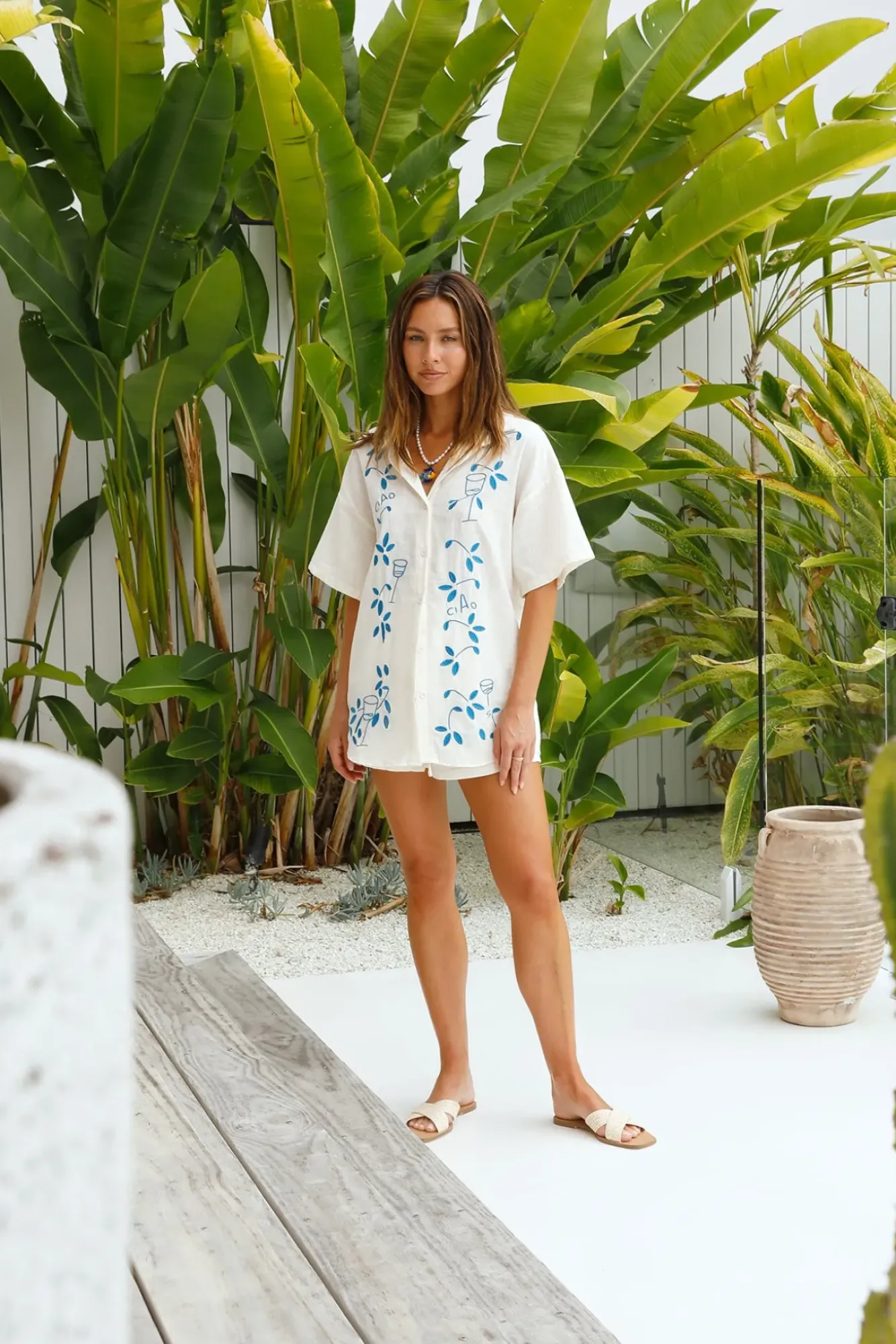Two-Piece Shorts Set>Hello Molly Vinyard Daydream Set Beige