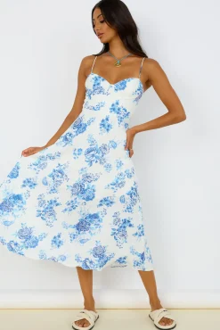 Cocktail Dresses|Brunch Dresses>Hello Molly Violet Skies Midi Dress Blue