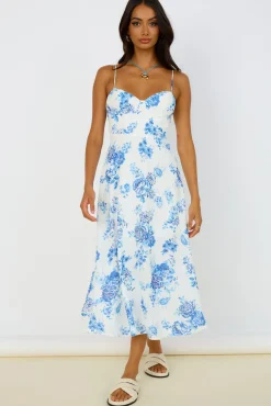 Cocktail Dresses|Brunch Dresses>Hello Molly Violet Skies Midi Dress Blue