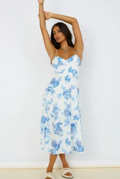 Cocktail Dresses|Brunch Dresses>Hello Molly Violet Skies Midi Dress Blue
